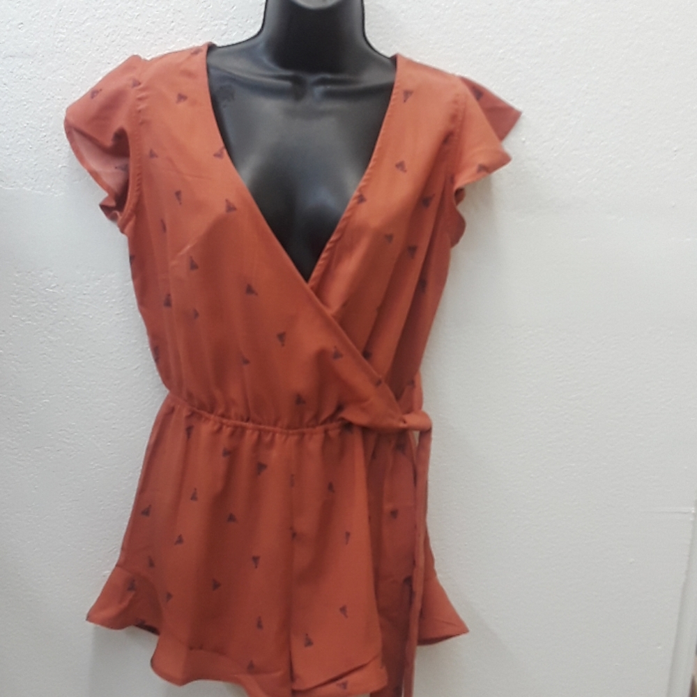 E M rust color romper